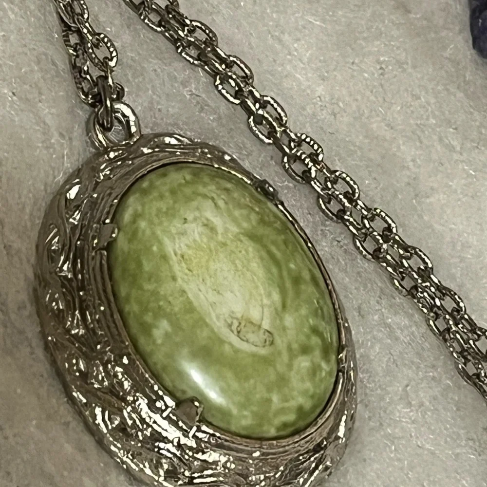 Vintage Jacobite Green Stone Necklace